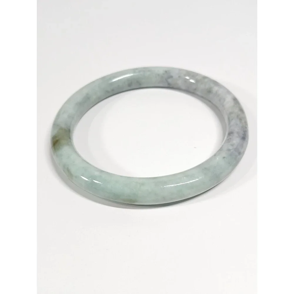 Jadeite Jade Bangle Bracelet Light Green Grey ~2.5